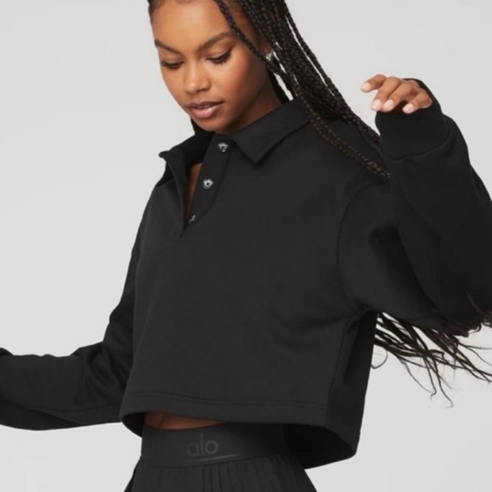 ALO Yoga Black Button-Front Pullover